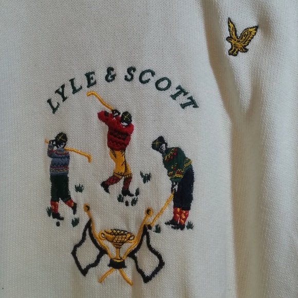 VTG Lyle & Scott Knit Pullover Sweater Golf Tournament Champion Embroidered - Picture 2 of 6